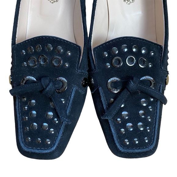 TOD’s Billie Studs & Lace Black Suede Kitten Heel Loafers - Picture 4 of 12